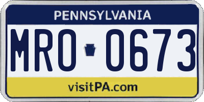 PA license plate MRO0673
