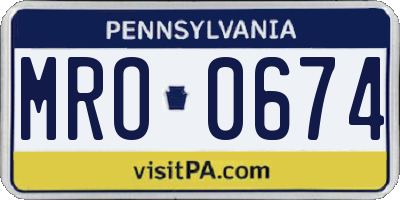 PA license plate MRO0674