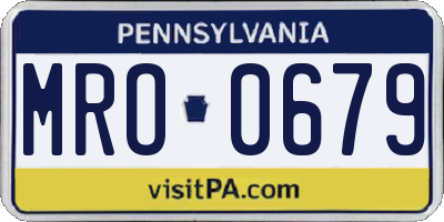 PA license plate MRO0679