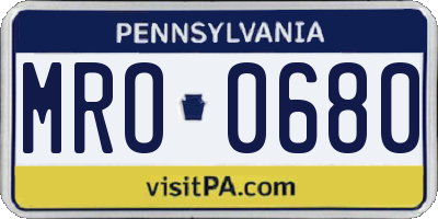 PA license plate MRO0680