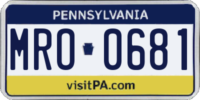 PA license plate MRO0681