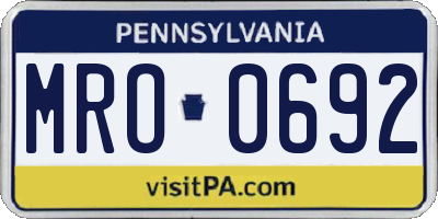 PA license plate MRO0692