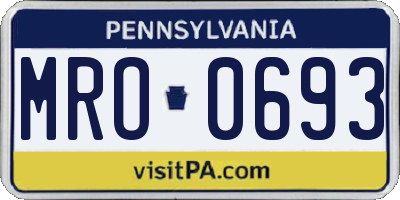 PA license plate MRO0693