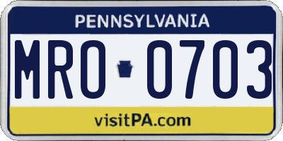 PA license plate MRO0703