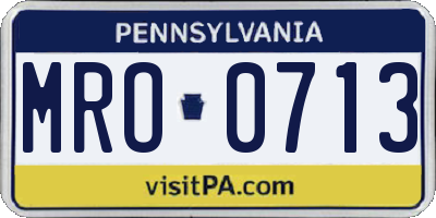 PA license plate MRO0713