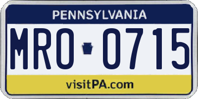 PA license plate MRO0715