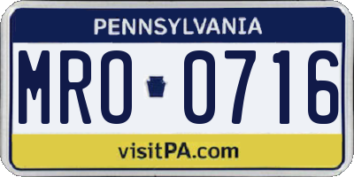 PA license plate MRO0716