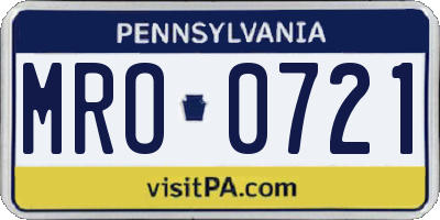 PA license plate MRO0721