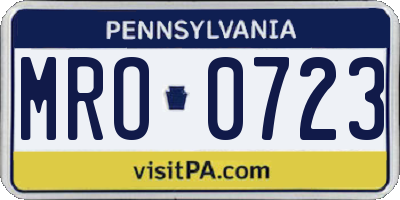 PA license plate MRO0723