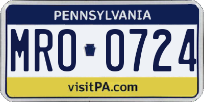 PA license plate MRO0724
