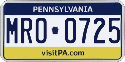 PA license plate MRO0725