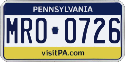 PA license plate MRO0726