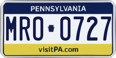 PA license plate MRO0727