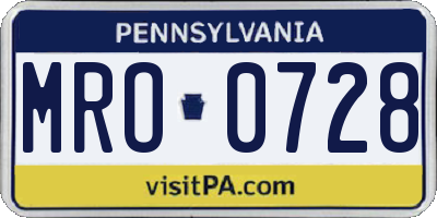 PA license plate MRO0728