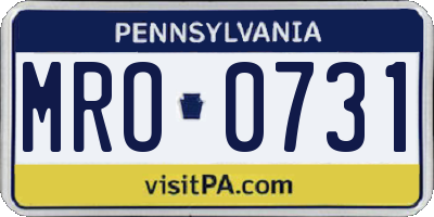 PA license plate MRO0731