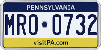 PA license plate MRO0732