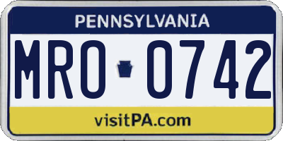 PA license plate MRO0742