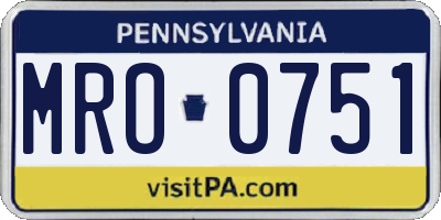 PA license plate MRO0751