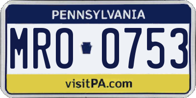 PA license plate MRO0753