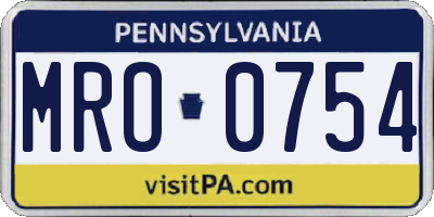 PA license plate MRO0754
