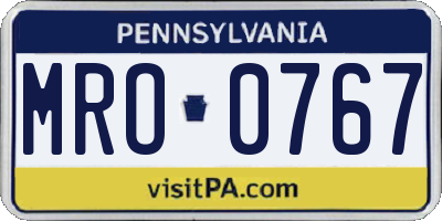 PA license plate MRO0767
