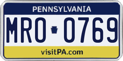 PA license plate MRO0769
