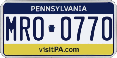 PA license plate MRO0770