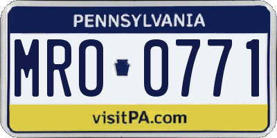PA license plate MRO0771