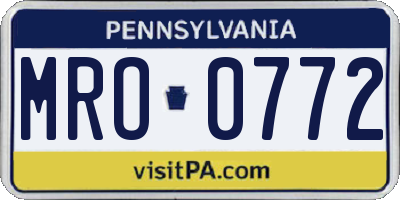 PA license plate MRO0772