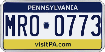 PA license plate MRO0773