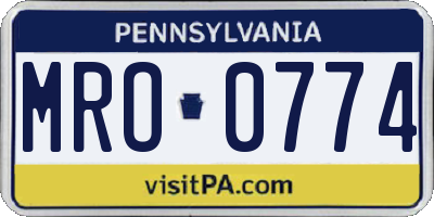PA license plate MRO0774