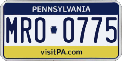 PA license plate MRO0775