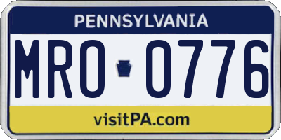 PA license plate MRO0776
