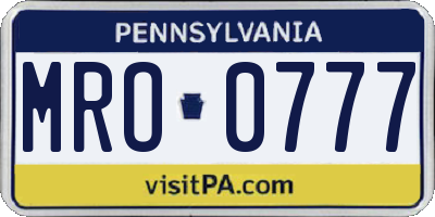 PA license plate MRO0777
