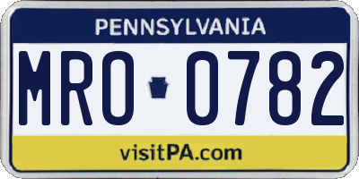 PA license plate MRO0782