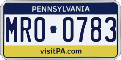 PA license plate MRO0783
