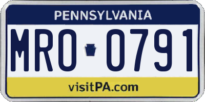 PA license plate MRO0791