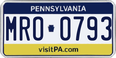 PA license plate MRO0793