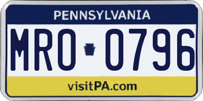 PA license plate MRO0796