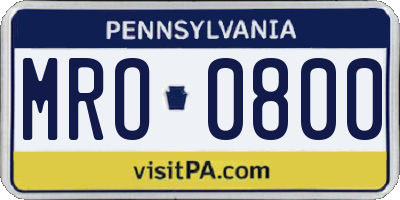 PA license plate MRO0800