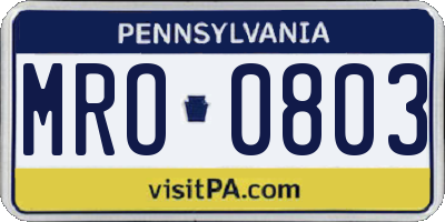 PA license plate MRO0803
