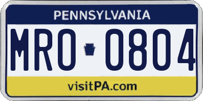 PA license plate MRO0804