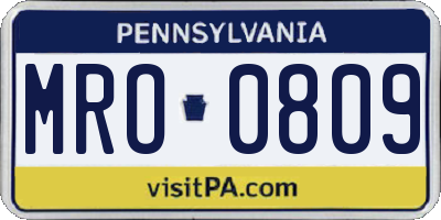 PA license plate MRO0809