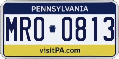 PA license plate MRO0813