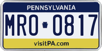 PA license plate MRO0817
