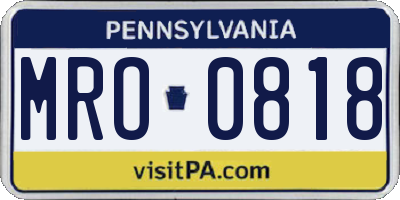 PA license plate MRO0818