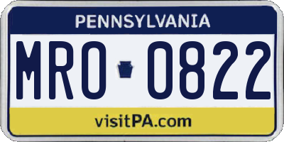 PA license plate MRO0822