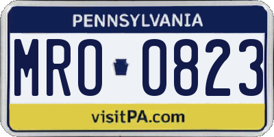 PA license plate MRO0823