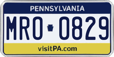 PA license plate MRO0829