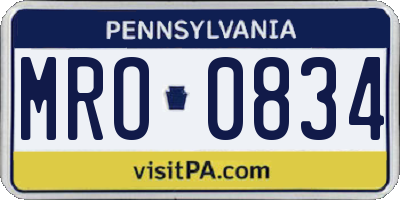 PA license plate MRO0834